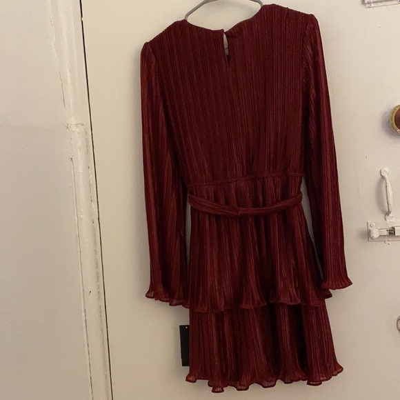 Pleated Bell-Sleeve Dress Chiffon - Picture 4 of 4